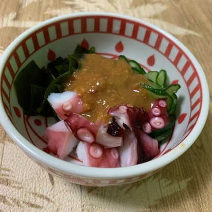 タコ、ワカメで作りました。
暑い日にピタリで美味しいです！